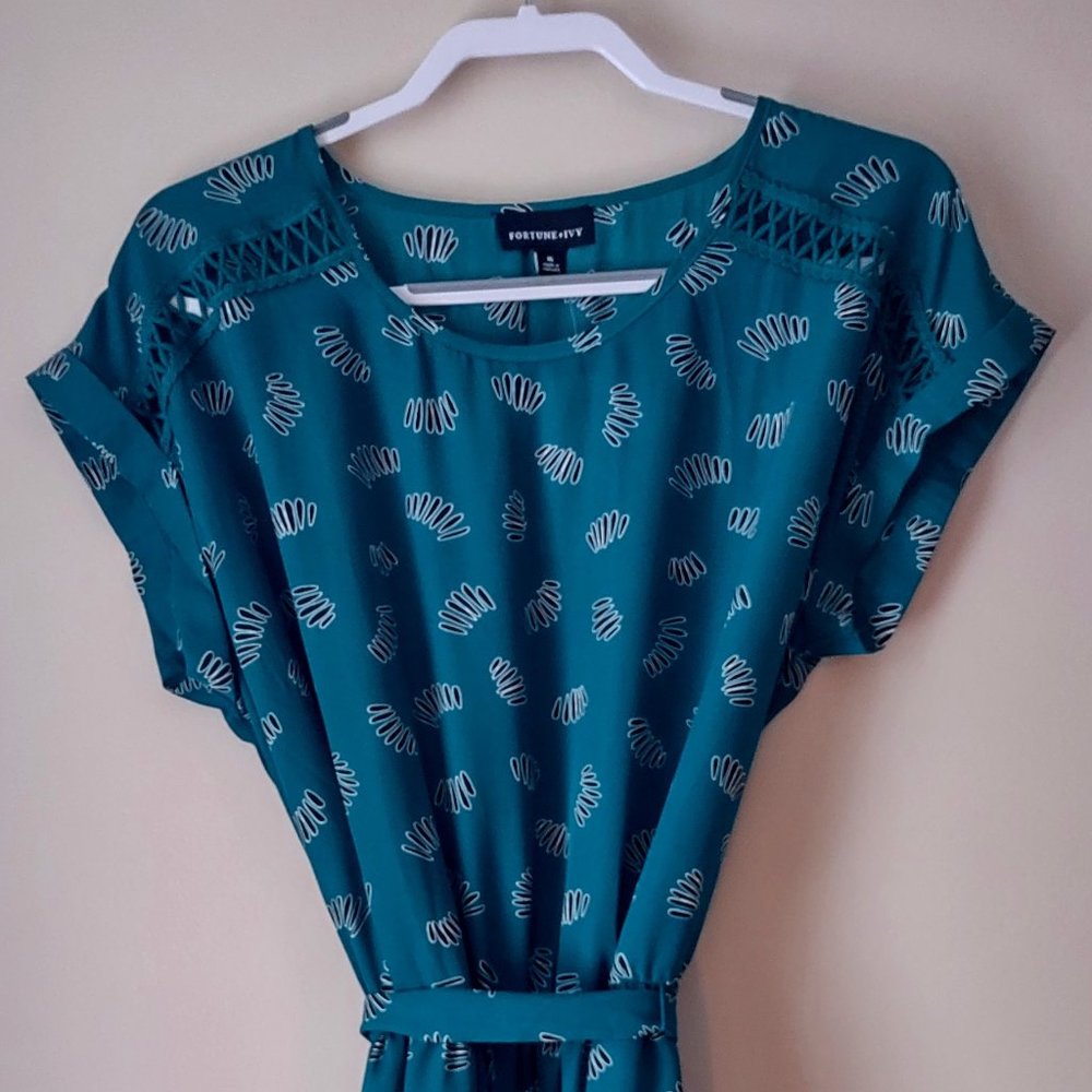 Mid Teal & Black Dress from Fortune + Ivy Teal & Black